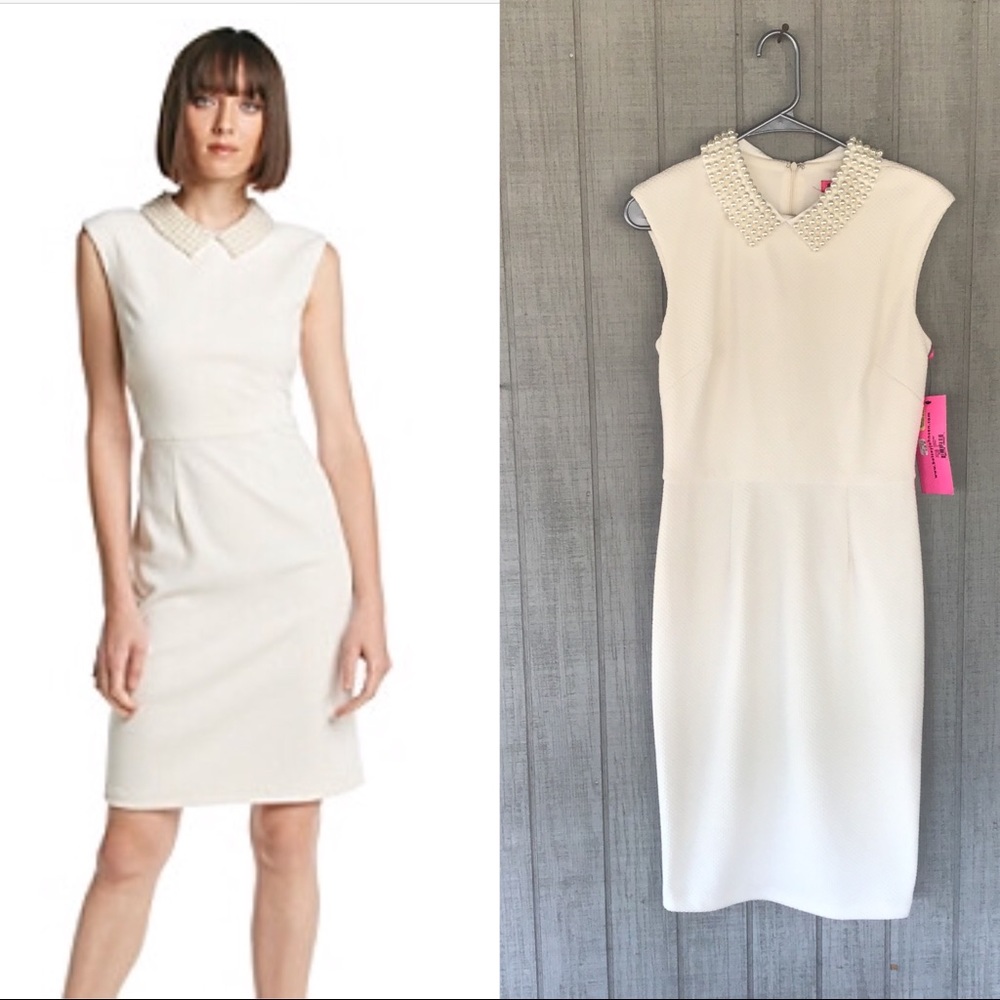 Faux Pearl Collar, Sheath Dress